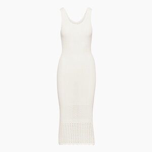 Aritzia Wilfred Galant Dress- Light Birch White Crochet-knit Midi Coverup